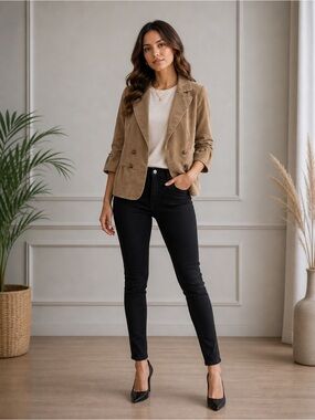 Zara Tan Blazer with Ruffle Sleeves